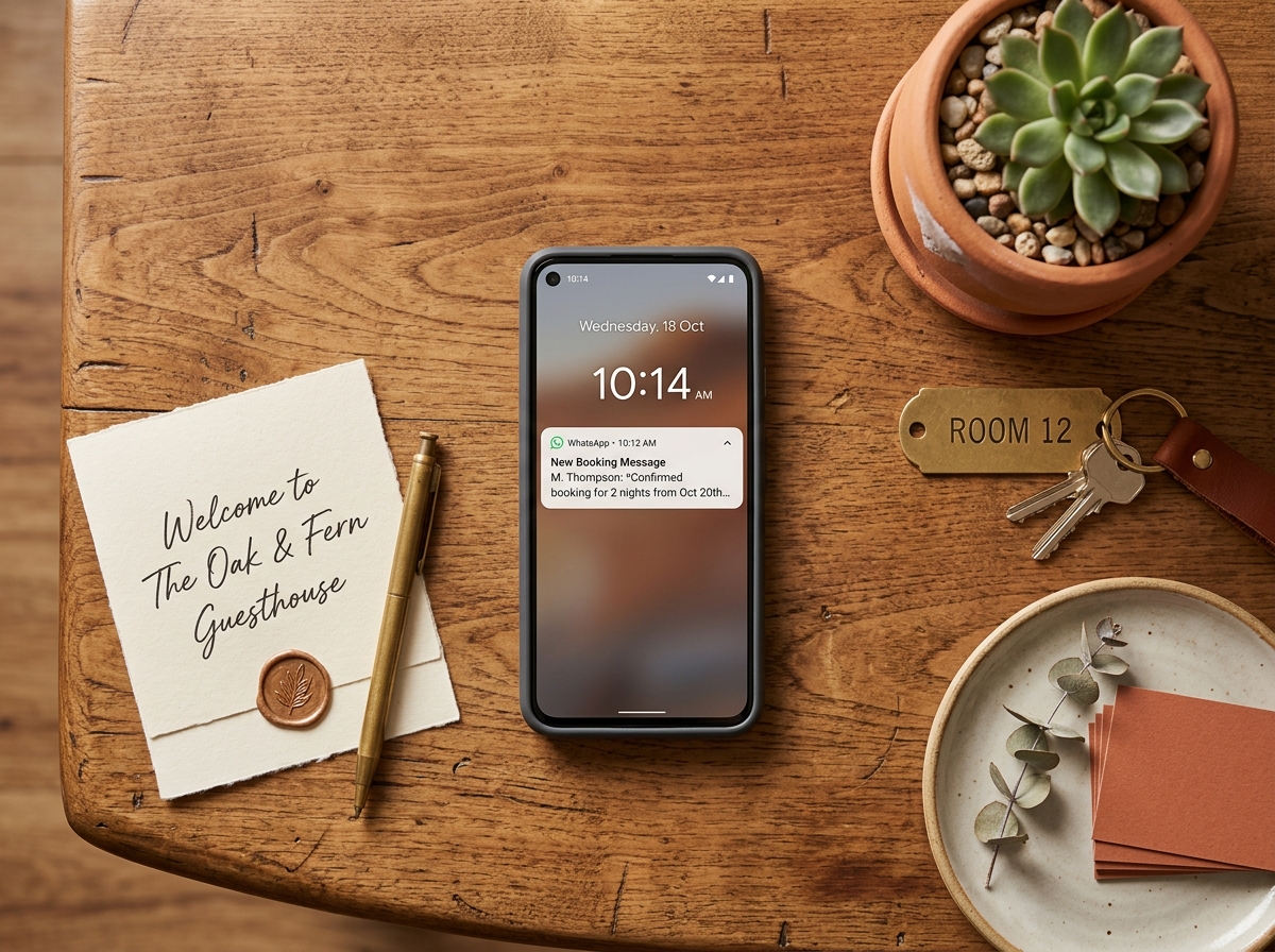 WhatsApp booking notification on phone
